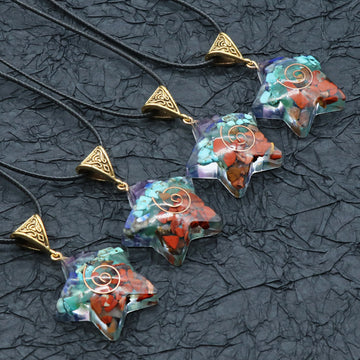 Retro Reiki Healing Energy Crystal Pendant Necklace