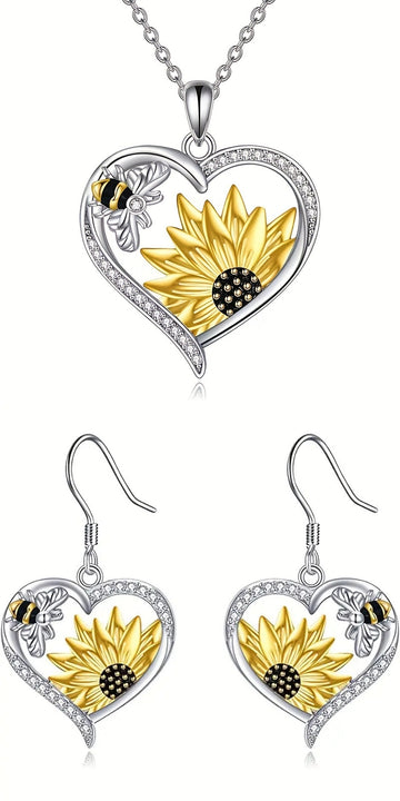 Cute Lady Animal Bee Sunflower Heart