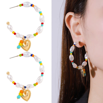Gold Plated Inlaid Pearl Multi Row Necklace
