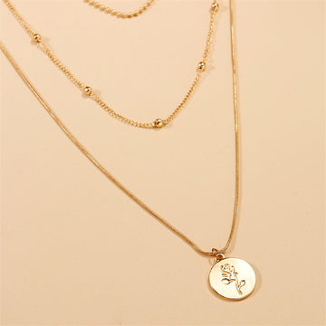 Women'S Multi Layer Necklace Simple Rose