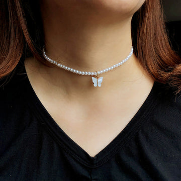 Elegant White Pearl Choker Necklace Small