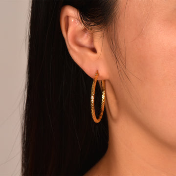18K Gold Plated Dense Emboss Round Ring