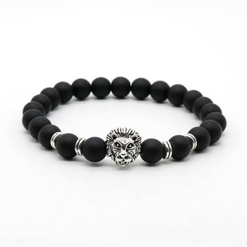 Bold Lion Carved Stone Bracelet For