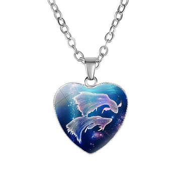 Women'S Zodiac Heart Pendant Necklace With