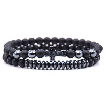 Natural Stone Cross Elastic Bracelet 19Cm