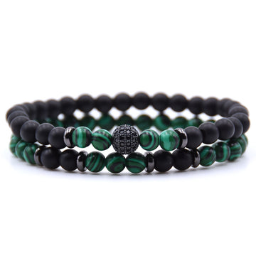Micro Inlaid Zircon Natural Stone Beaded Bracelet