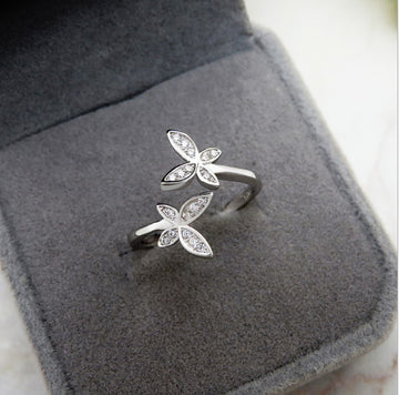 Sterling Silver Adjustable Butterfly Ring With