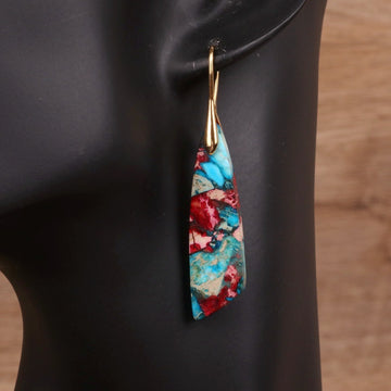 Geometric Flower Shape Pendant Earrings In