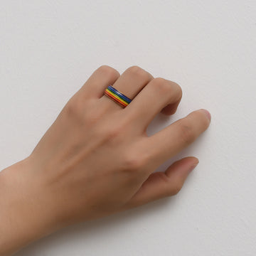 Fashion Rainbow Pride Ring Unisex Gay