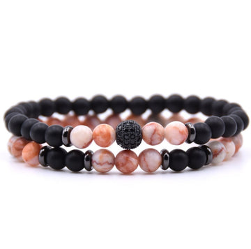 Micro Inlaid Zircon Natural Stone Beaded Bracelet