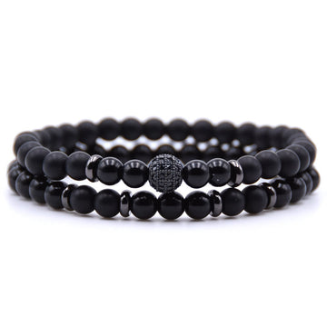 Micro Inlaid Zircon Natural Stone Beaded Bracelet