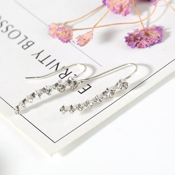 7 Inch Long Rhinestone Bridal Earrings
