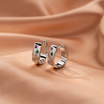 Personalized Multi Color Square Zircon Earrings Ring
