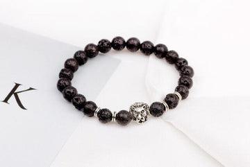 Bold Lion Carved Stone Bracelet For