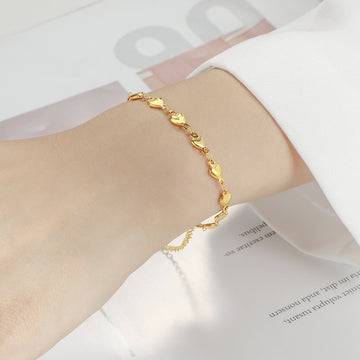 Gold Chain Heart Bracelet Stainless Steel