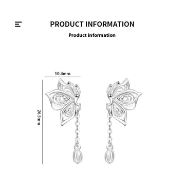 Women'S S999 Silver Sweet Tassel Butterfly
