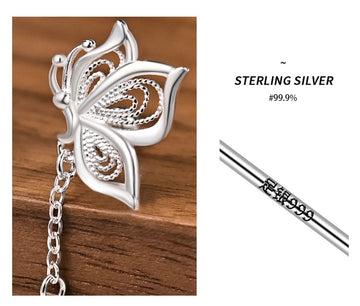 Women'S S999 Silver Sweet Tassel Butterfly