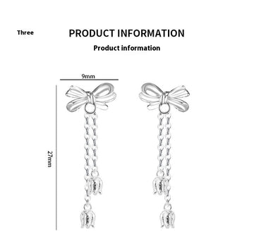 Bow Eardrops Sweet Tassel Bone Studs