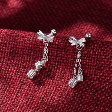 Bow Eardrops Sweet Tassel Bone Studs