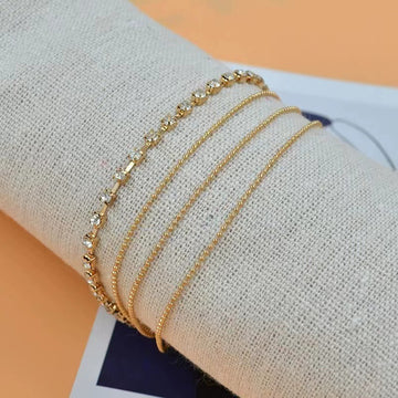 Simple Strass Cup Chain Handanklet Multi Necklace
