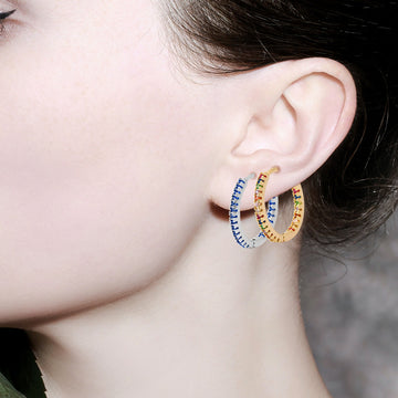 Circle Female Earrings Ear Clip Multicolor