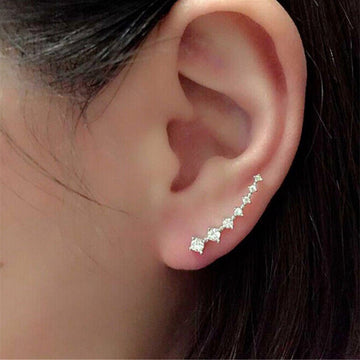 7 Inch Long Rhinestone Bridal Earrings