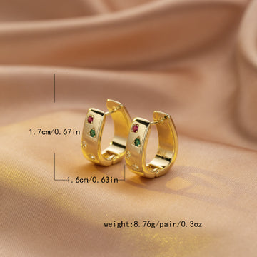 Personalized Multi Color Square Zircon Earrings Ring