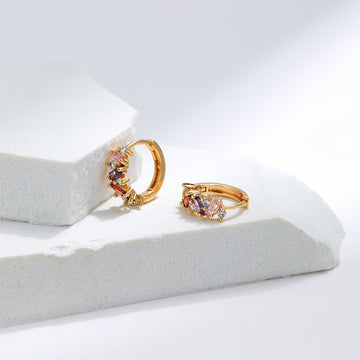 Leaf Inlaid Zircon Emerald Ear Clip