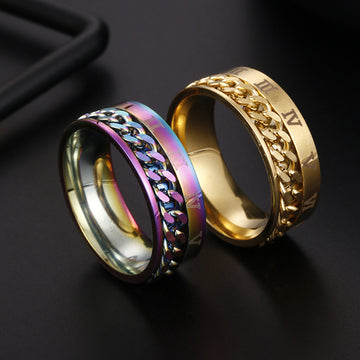 Roman Letter Rotatable Chain Rings For Ring