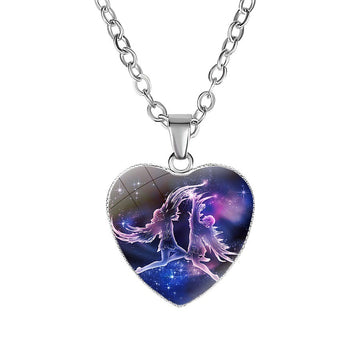 Women'S Zodiac Heart Pendant Necklace With