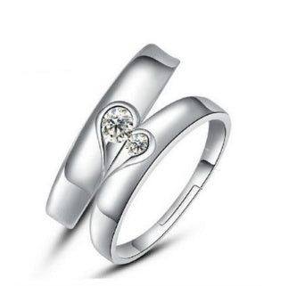 Silver Heart Diamond Ring For Couples