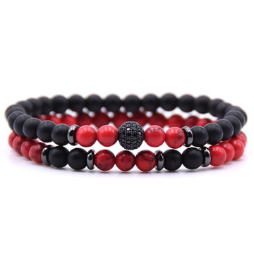 Micro Inlaid Zircon Natural Stone Beaded Bracelet