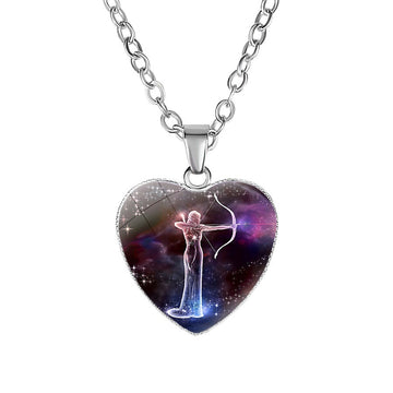 Women'S Zodiac Heart Pendant Necklace With