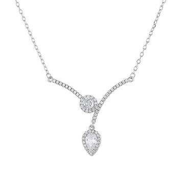 Micro Inlaid Zircon Water Drop V Necklace