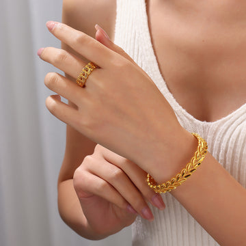2Pcs Fashion 18K Gold Plated Wheat Bracelet