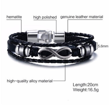 Alloy Lucky Figure 8 Leather Bracelet