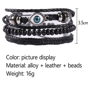 Braided Leather Cord Brown Eye Bracelet