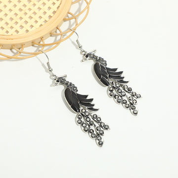 European And American Texture Peacock Earrings