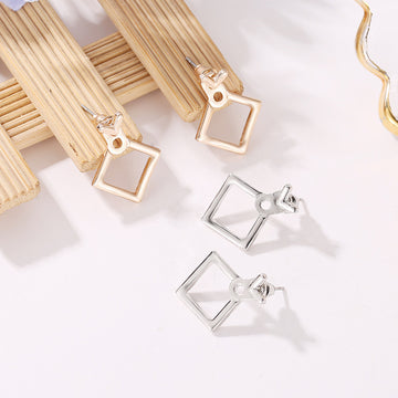 Hollow Diamond Square Stud Earrings For