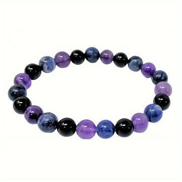 Purple Beaded Bracelet Unisex Glass Colored
