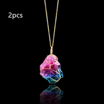 Rainbow Quartz Crystal Necklace Natural Rough