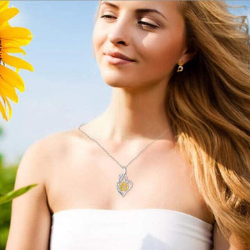 Sunshine Sunflower Pendant Necklace For Women