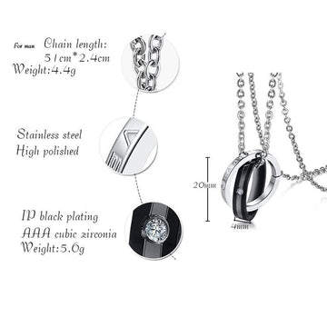 Stainless Steel Couple Necklace Geometric Design