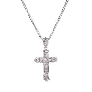 Iced Out Men'S Cross Necklace Alloy