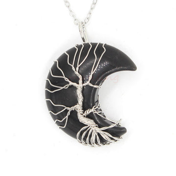 Natural Crystal Moon Pendant Unisex Fashion