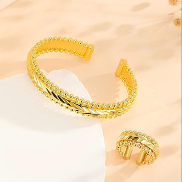 2Pcs Vintage Gold Plated Bracelet Open
