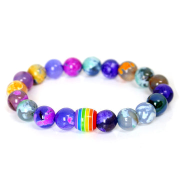 Rainbow Bead Bracelet Pride Natural Stone