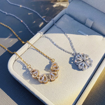 Retro Magnetic Folding Heart Shaped Four Necklace