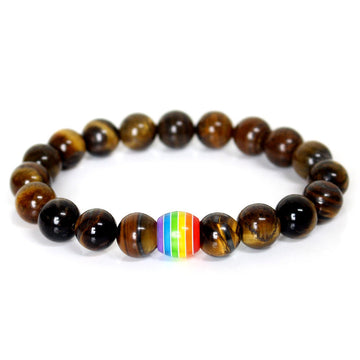 Rainbow Bead Bracelet Pride Natural Stone