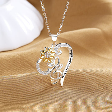 Pastoral Style Two Color Sunflower Pendant Necklace